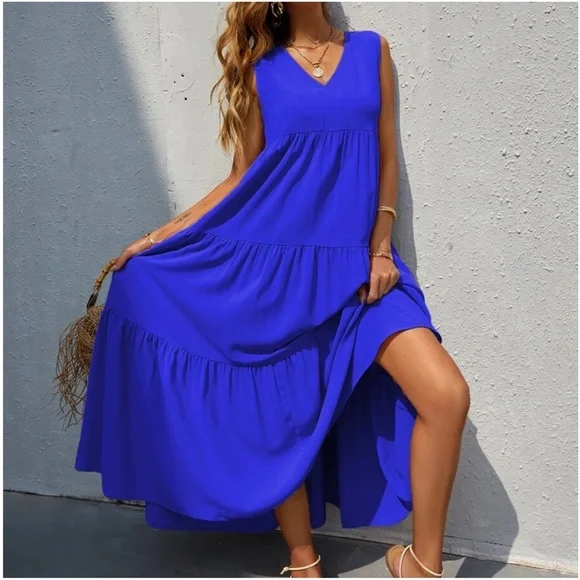 BellanBlue Dresses | Boho Royal Blue Sleeveless Ruffle Maxi Dress | Color: Blue | Size: 6 | Bellanblue's Closet BellanBlue Dresses | Boho Royal Blue Sleeveless Ruffle Maxi Dress | Color: Blue | Size: 6 | Bellanblue's Closet